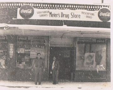 Meier's Drug Store exterior in 1947